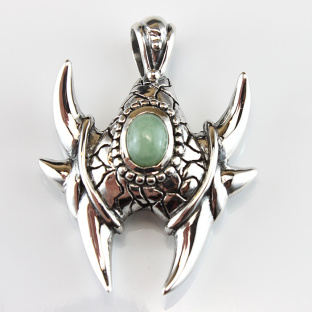 Maori Sterling Silver pendant with Jade Stone