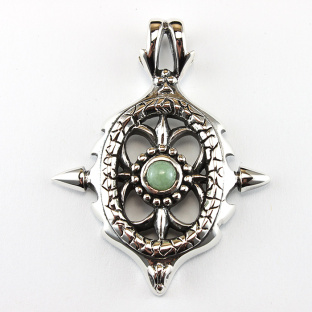 Maori Sterling Silver pendant with Jade Stone