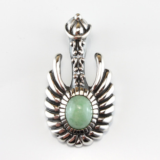 Maori Sterling Silver pendant with Jade Stone