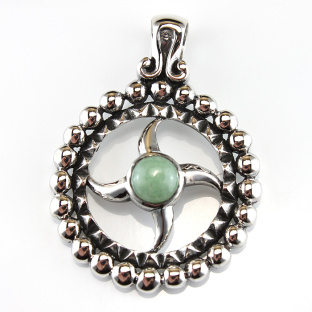Maori Sterling Silver pendant with Jade Stone