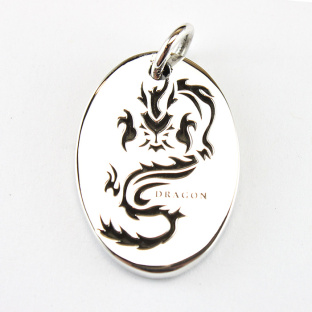 Maori Sterling Silver Dragon Tattoo Dog Tag
