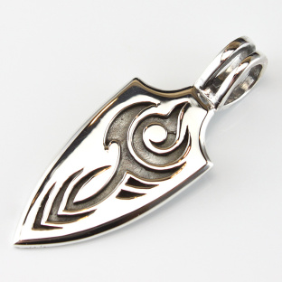 Maori Sterling Silver Tattoo Shield Dog Tag