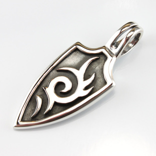 Maori Sterling Silver Tattoo Shield Dog Tag