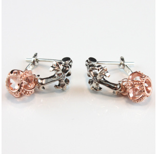 Golden Silver Crown and Fleury Cross Earrings