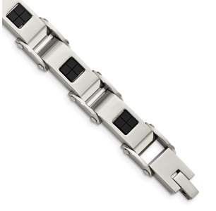 Stainless Steel Polished Black IP-plated 8.5in Bracelet