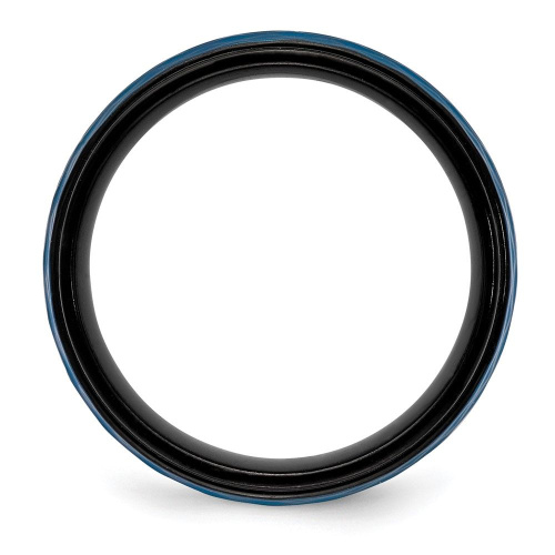 Chisel Stainless Steel Brushed and Polished Black and Blue IP-plated 8mm Band