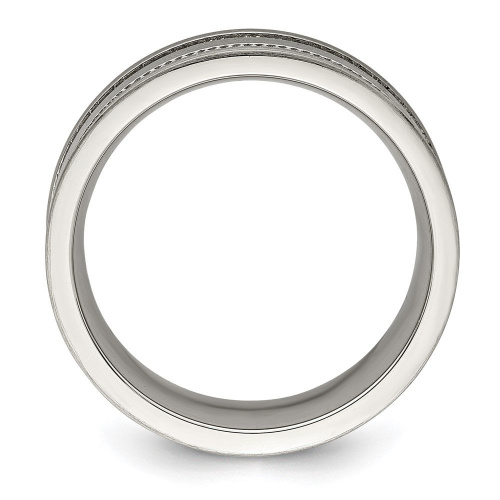 Chisel Stainless Steel Polished and Beaded 7mm Band