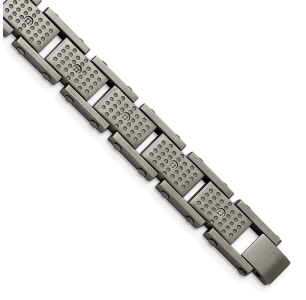 Stainless Steel Brushed with CZ 8.75in Bracelet