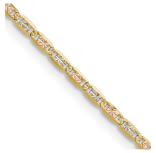 14k 2.0mm Tri-color Gold Pav Valentino Chain