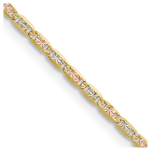 14k 2.0mm Tri-color Gold Pav Valentino Chain