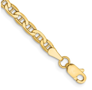 14K 10 inch 3.2mm Semi-Solid Anchor with Lobster Clasp Anklet