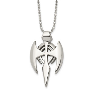 Chisel Stainless Steel Polished Gothic Cross Pendant on a 24 inch Ball Chain Necklace