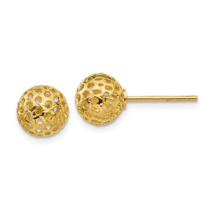 14k Diamond Cut Bead Post Earrings