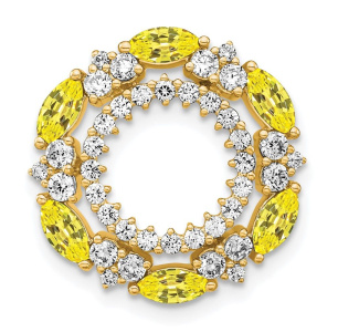 14k 5/8 carat Lab Grown Diamond VS/SI+ G+ and Lab Created Yellow Sapphire Chain Slide Pendant