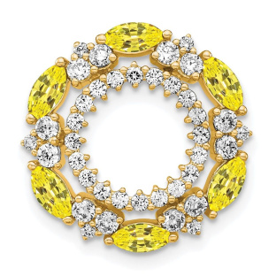 14k 5/8 carat Lab Grown Diamond VS/SI+ G+ and Lab Created Yellow Sapphire Chain Slide Pendant