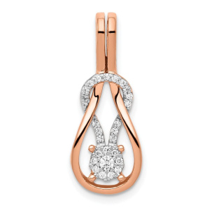 14k Rose Gold 1/6 carat Lab Grown Diamond VS/SI+ G+ Complete Knot Chain Slide Pendant