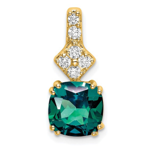 14k 1/5 carat Lab Grown Diamond VS/SI+ G+ and Lab Created Alexandrite Pendant