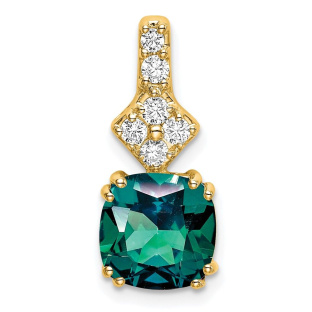 14k 1/5 carat Lab Grown Diamond VS/SI+ G+ and Lab Created Alexandrite Pendant