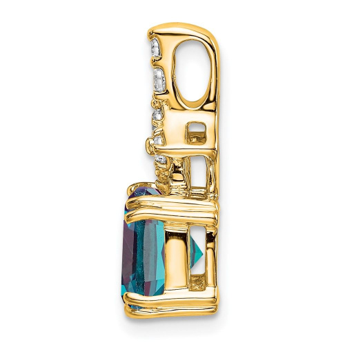 14k 1/5 carat Lab Grown Diamond VS/SI+ G+ and Lab Created Alexandrite Pendant